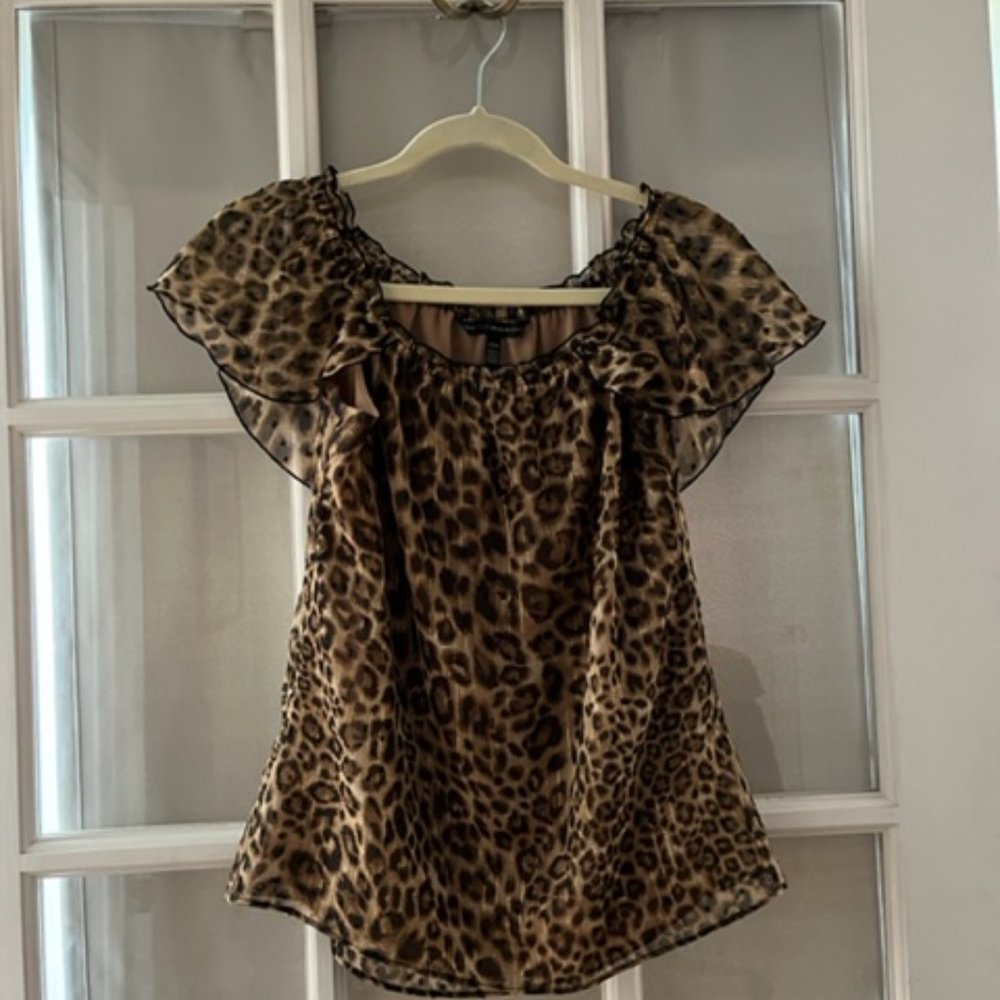 Leopard Off-The-Shoulder Capelet Top